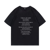 Black Multilingual Letter Print T-Shirt