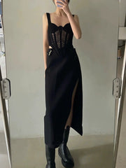 Black Net Crochet Top