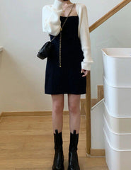 Black Off-Shoulder Knit Cardigan