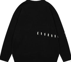 Black Outline Stitched Knit Cardigan