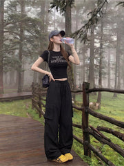 Black Parachute Loose Pants