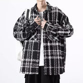 Black Plaid Front Pocket Tweed Jacket