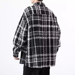 Black Plaid Front Pocket Tweed Jacket