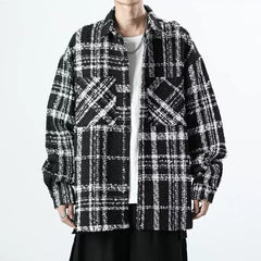 Black Plaid Front Pocket Tweed Jacket