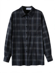 Black Plaid Long Sleeve Flannel Shirt