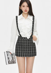 Black Plaid Suspender Skirt