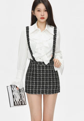 Black Plaid Suspender Skirt