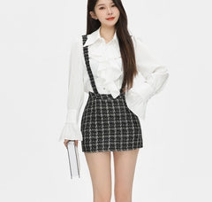 Black Plaid Suspender Skirt