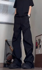 Black Pleats Wide Leg Pants