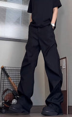 Black Pleats Wide Leg Pants