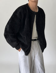 Black Plush Cozy Cardigan