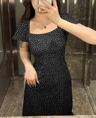 Black Polka Dots Open Back Dress