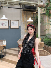 Black Polka Dots Halter Top