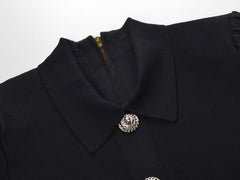 Black Polo-Style Knit Dress
