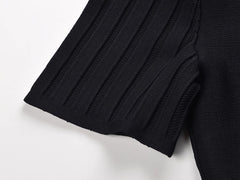 Black Polo-Style Knit Dress