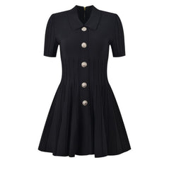 Black Polo-Style Knit Dress