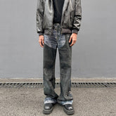 Black Printed Panelled Jeans