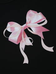 Black Ribbon Print Long Sleeve T-Shirt