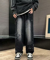 Black Ripped Star Patches Jeans