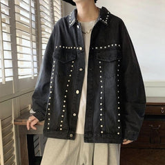 Black Rivet Details Denim Jacket