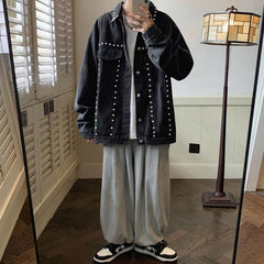 Black Rivet Details Denim Jacket