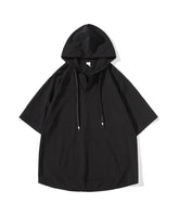 Black Short Sleeves Hoodie