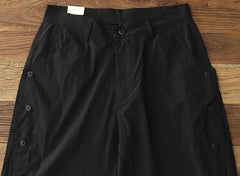 Black Side Buttoned Loose Pants