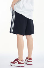 Black Side Stripe Mid-Length Shorts