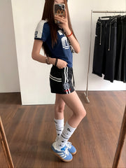 Black Side Stripes Logo Shorts