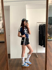 Black Side Stripes Logo Shorts
