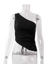 Black Slanted One Shoulder Top