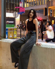 Black Sleeveless Crop Top