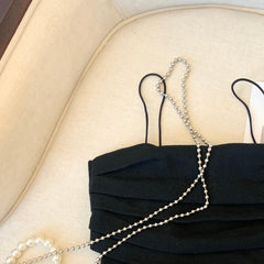 Black Sling Front Slit Top