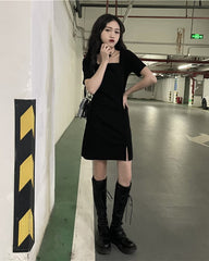 Black Square Neck Dress