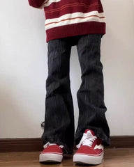 Black Stitched Pattern Jeans