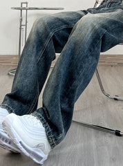 Black Straight Cut Classic Washed Jeans