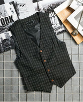 Black Striped Button-Down Vest