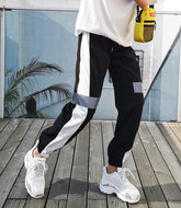 Black Striped Reflective Track Pants