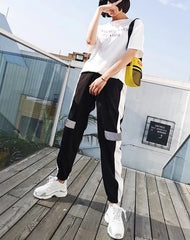 Black Striped Reflective Track Pants