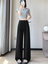Black Stripes Comfy Wide Leg Pants