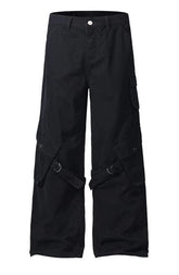 Black Tech Strap Utility Cargo Pants