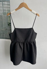 Black Textured Babydoll Camisole Top
