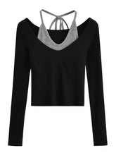 Black Two-Piece Illusion Long Sleeve Top