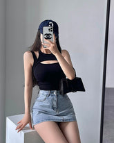 Black Two-Piece Illusion Tank Top
