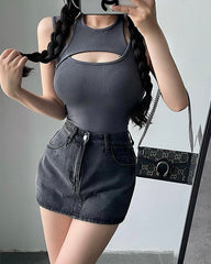 Black Two-Piece Illusion Tank Top