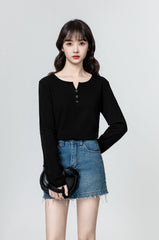 Black Vneck Long Sleeve Top
