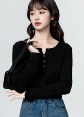 Black Vneck Long Sleeve Top