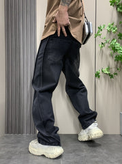 Black Washed Side Stitched Jeans