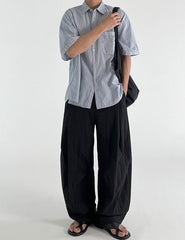 Black Wide Leg Casual Straight Trousers Korean Style