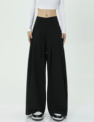 Black Wide-Leg Tie Pants